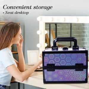 Lightweight Cosmetic Box Makeup Train Case Lockable Makeup Case Organizer 2 Trays Makeup Storage with Mirror Locking for Portable Makeup Storage Box - Image 13