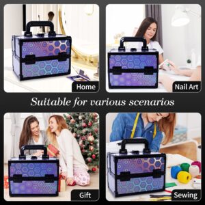 Lightweight Cosmetic Box Makeup Train Case Lockable Makeup Case Organizer 2 Trays Makeup Storage with Mirror Locking for Portable Makeup Storage Box - Image 14