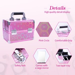 Lightweight Cosmetic Box Makeup Train Case Lockable Makeup Case Organizer 2 Trays Makeup Storage with Mirror Locking for Portable Makeup Storage Box - Image 21