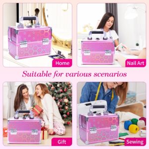 Lightweight Cosmetic Box Makeup Train Case Lockable Makeup Case Organizer 2 Trays Makeup Storage with Mirror Locking for Portable Makeup Storage Box - Image 22