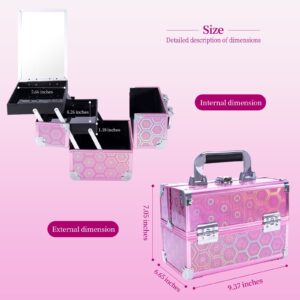 Lightweight Cosmetic Box Makeup Train Case Lockable Makeup Case Organizer 2 Trays Makeup Storage with Mirror Locking for Portable Makeup Storage Box - Image 23