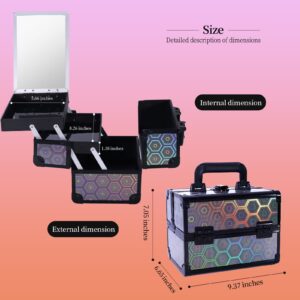 Lightweight Cosmetic Box Makeup Train Case Lockable Makeup Case Organizer 2 Trays Makeup Storage with Mirror Locking for Portable Makeup Storage Box - Image 27