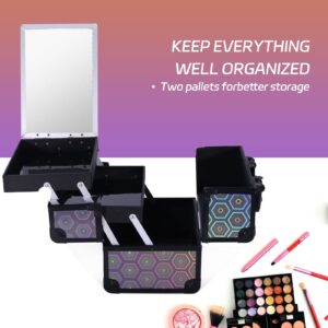 Lightweight Cosmetic Box Makeup Train Case Lockable Makeup Case Organizer 2 Trays Makeup Storage with Mirror Locking for Portable Makeup Storage Box - Image 28