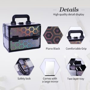 Lightweight Cosmetic Box Makeup Train Case Lockable Makeup Case Organizer 2 Trays Makeup Storage with Mirror Locking for Portable Makeup Storage Box - Image 29