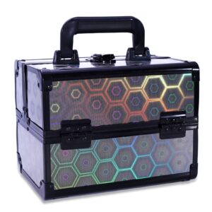 Lightweight Cosmetic Box Makeup Train Case Lockable Makeup Case Organizer 2 Trays Makeup Storage with Mirror Locking for Portable Makeup Storage Box - Image 30