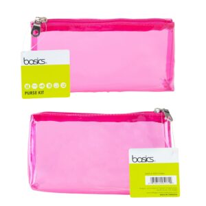 Basics Zippered Travel Makeup & Accessory Rectangle Carrying Clutch in Transparent Pink or Black PVC (Colors Vary), 1ct - Image 3