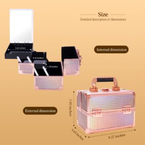 Lightweight Cosmetic Box Makeup Train Case Lockable Makeup Case Organizer 2 Trays Makeup Storage with Mirror Locking for Portable Makeup Storage Box - Image 37