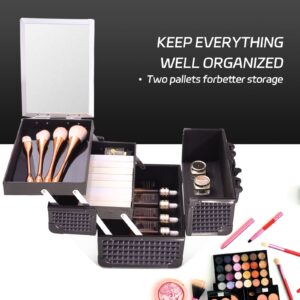 Lightweight Cosmetic Box Makeup Train Case Lockable Makeup Case Organizer 2 Trays Makeup Storage with Mirror Locking for Portable Makeup Storage Box - Image 43
