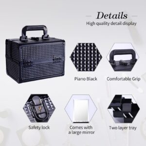 Lightweight Cosmetic Box Makeup Train Case Lockable Makeup Case Organizer 2 Trays Makeup Storage with Mirror Locking for Portable Makeup Storage Box - Image 44