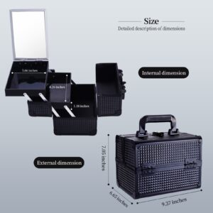 Lightweight Cosmetic Box Makeup Train Case Lockable Makeup Case Organizer 2 Trays Makeup Storage with Mirror Locking for Portable Makeup Storage Box - Image 48