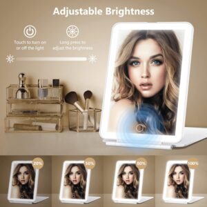 COOLJEEN Rechargeable Travel Makeup Vanity Mirror with 60 Led Lights Portable Rectangle White 7.9'' - Image 3