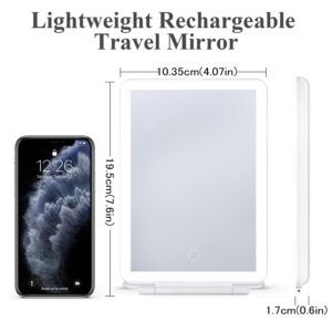 COOLJEEN Rechargeable Travel Makeup Vanity Mirror with 60 Led Lights Portable Rectangle White 7.9'' - Image 6