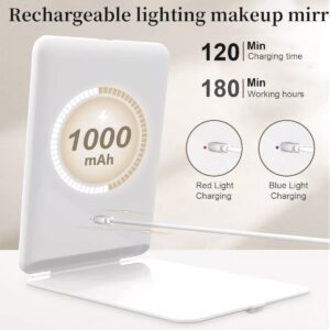 COOLJEEN Rechargeable Travel Makeup Vanity Mirror with 60 Led Lights Portable Rectangle White 7.9'' - Image 7