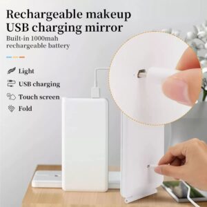 COOLJEEN Rechargeable Travel Makeup Vanity Mirror with 60 Led Lights Portable Rectangle White 7.9'' - Image 8