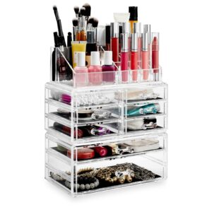 Casafield Cosmetic Makeup Organizer & Jewelry Storage Display Case, Clear Acrylic - Image 3