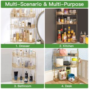 Garmic 3-Tier Bathroom Counter Organizer Countertop Storage Organizer Makeup Organizer Space Saving Vanity Trays – Gold - Image 4