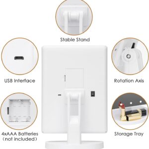 Makeup Mirror with Lights, Lighted Makeup Mirror with 22Pcs LED Lights, 2X 3X Magnifying Makeup Mirror, Dual Power Supply Light Up Vanity Mirror - Image 6