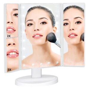 Makeup Mirror with Lights, Lighted Makeup Mirror with 22Pcs LED Lights, 2X 3X Magnifying Makeup Mirror, Dual Power Supply Light Up Vanity Mirror - Image 7