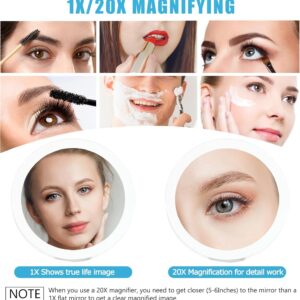 B Beauty Planet 20X Magnifying Mirror with Light, 20X/1X Double Sided Travel Mirror - Image 6
