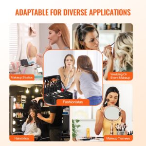 SKYSHALO Makeup Train Case, 18 inch Black Makeup Organizer Bag with Handle Adjustable Dividers Dedicated Portable Brush Holder Professional Waterproof Carryable - Image 6