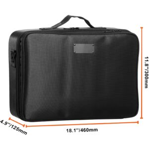 SKYSHALO Makeup Train Case, 18 inch Black Makeup Organizer Bag with Handle Adjustable Dividers Dedicated Portable Brush Holder Professional Waterproof Carryable - Image 8