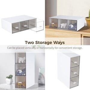 Small Stackable Storage Drawers, Bangcool Clear Storage Bins with 3 Drawers Bathroom Organizers Multifunctional Vanity Counter Desktop Makeup Organizer - Image 5