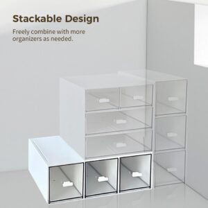 Small Stackable Storage Drawers, Bangcool Clear Storage Bins with 3 Drawers Bathroom Organizers Multifunctional Vanity Counter Desktop Makeup Organizer - Image 6
