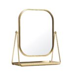 Mainstay Round Edge Tabletop Easel Mirror with a Modern Gold Finish Vanity Mirror 7″ x 5″