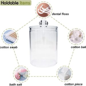 XEOVHV 1 Pack Qtip Holder Dispenser for Cotton Ball, Cotton Swab, Cotton Round Pads, Floss - 10 oz Clear Plastic Apothecary Jar Set for Bathroom Canister Storage Organization, Vanity Makeup Organizer - Image 5