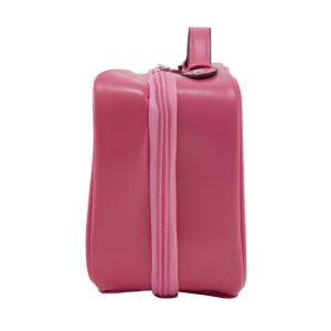 Fusion Brand Double Layer Makeup Bag, Clear and Pink. 4 Zipper Compartments and Handle. 8.6" Long. - Image 6