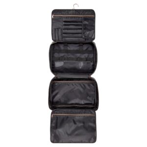 Walmart Weekender Travel Cosmetic Bag with Hanging Hook, Black Saffiano Leather, for Travel with Makeup or Toiletries, Size 12.75" x 4.5" x 9.5" - Image 3