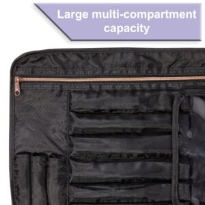 Walmart Weekender Travel Cosmetic Bag with Hanging Hook, Black Saffiano Leather, for Travel with Makeup or Toiletries, Size 12.75" x 4.5" x 9.5" - Image 5