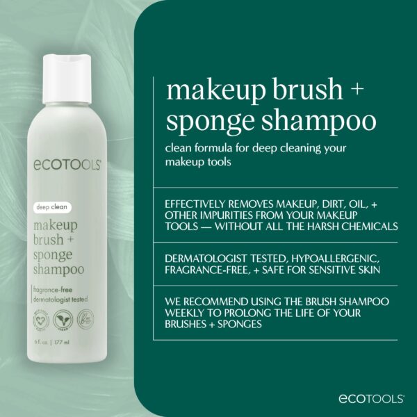 EcoTools Makeup Brush + Sponge Shampoo, Makeup Brush Cleaner, 6 fl.oz./ 177 ml, 1 Count