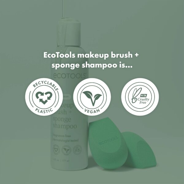 EcoTools Makeup Brush + Sponge Shampoo, Makeup Brush Cleaner, 6 fl.oz./ 177 ml, 1 Count