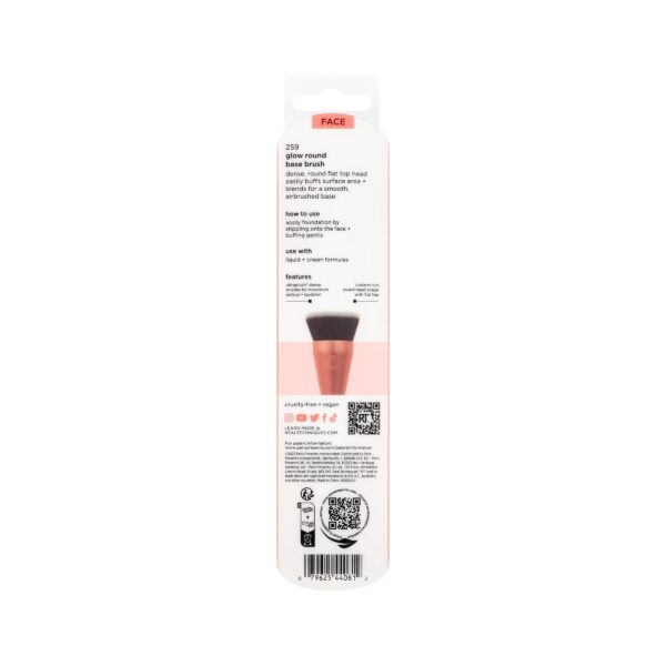 Real Techniques Glow Round Base Makeup Brush, for Liquid & Cream Foundation, 1 Count