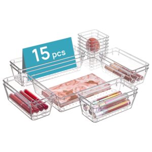 Vtopmart 26 PCS Clear Plastic Stackable Organizer Bins,Makeup Drawer Organizers and Vanity Organizer - Image 17