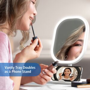 Mainstays Mirrors LED Makeup Mirror, Rechargeable Vanity Mirror with Lights and Storage Tray Base - Image 3