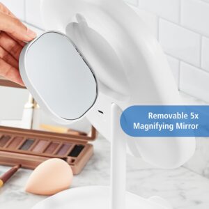 Mainstays Mirrors LED Makeup Mirror, Rechargeable Vanity Mirror with Lights and Storage Tray Base - Image 6