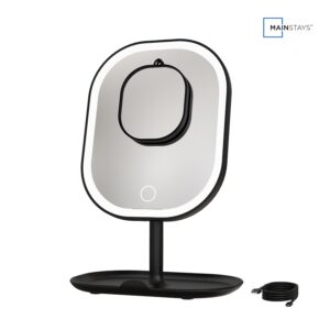 Mainstays Mirrors LED Makeup Mirror, Rechargeable Vanity Mirror with Lights and Storage Tray Base - Image 12