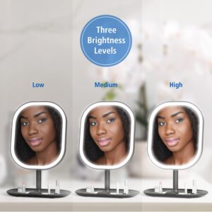 Mainstays Mirrors LED Makeup Mirror, Rechargeable Vanity Mirror with Lights and Storage Tray Base - Image 15