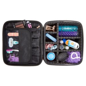 Walmart Train Case Cosmetics Organizer with Adjustable Dividers for Travel with Makeup & Toiletries, Black, Size 10.00" x 4.75" x 8.75" - Image 4