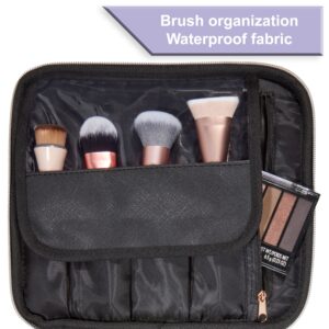 Walmart Train Case Cosmetics Organizer with Adjustable Dividers for Travel with Makeup & Toiletries, Black, Size 10.00" x 4.75" x 8.75" - Image 5