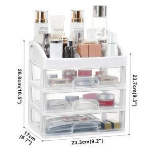 Annvchi Cosmetic Organizer with 3 Drawers Skincare Organizer Suitable for Dressing Tablebathroom Counter and Dressing Table(White) - Image 4