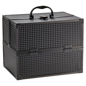 Walmart Large Train Case Cosmetics Organizer with 6 Trays for Travel with Makeup & Accessories, Matte Black, Size 8.6" x 11.8" x 9.4" - Image 5