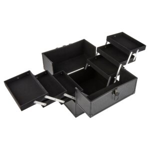Walmart Large Train Case Cosmetics Organizer with 6 Trays for Travel with Makeup & Accessories, Matte Black, Size 8.6" x 11.8" x 9.4" - Image 6