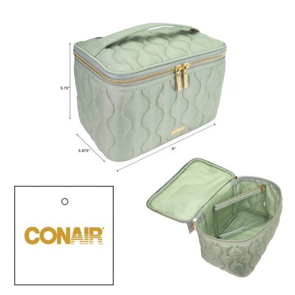 Conair Train Case Quilt 2pc Sage Green Cosmetic Bag