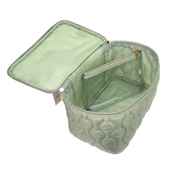 Conair Train Case Quilt 2pc Sage Green Cosmetic Bag