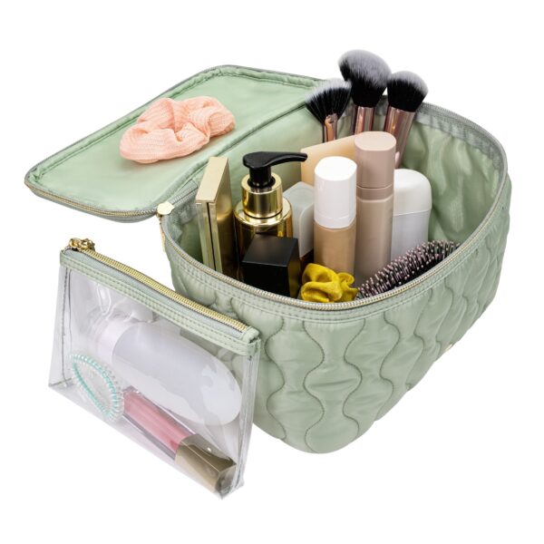 Conair Train Case Quilt 2pc Sage Green Cosmetic Bag