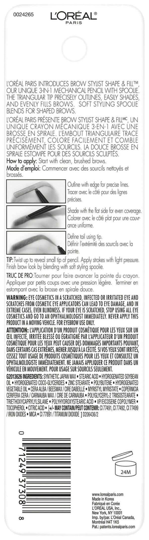 L’Oreal Paris Stylist Shape and Fill Mechanical Eyebrow Makeup Pencil, Dark Blonde