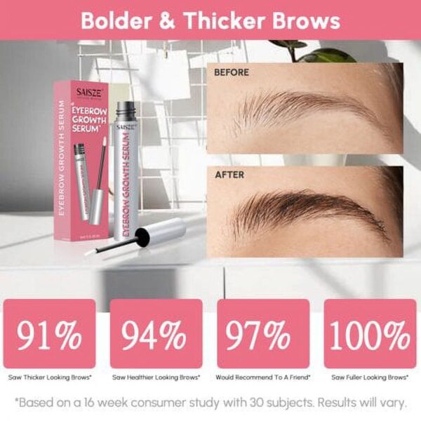 SAISZE Eyebrow Boost Serum Brow Enhancer for Full, Bold Eyebrows, Promotes Appearance in As Soon As 6 Weeks, 0.2 fl. oz